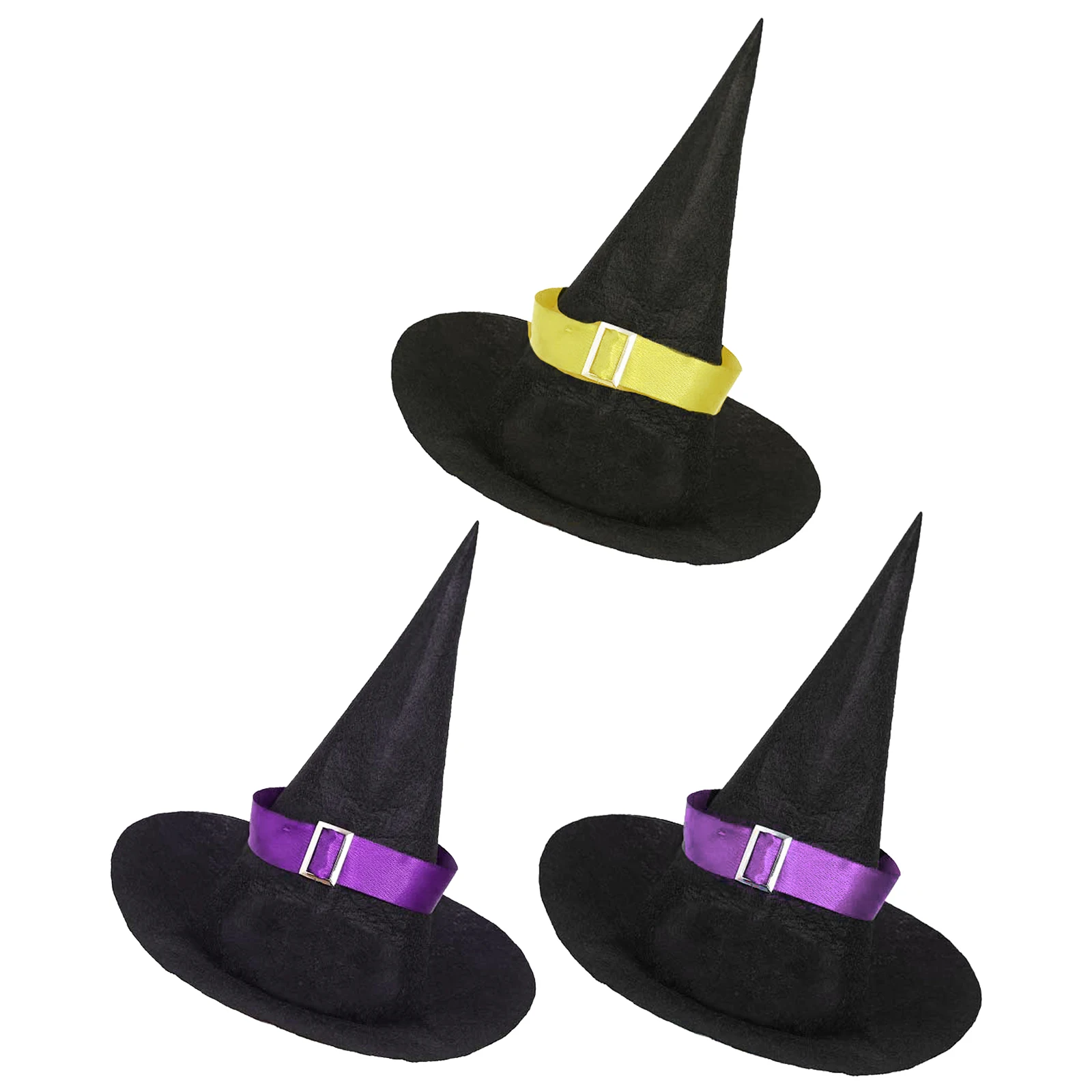 Halloween Witch Hat Kids Girls Wizard Costume Carvinal Theme Party Cosplay Party Girl Ribbon And Buckle Pointed Hat Accessory