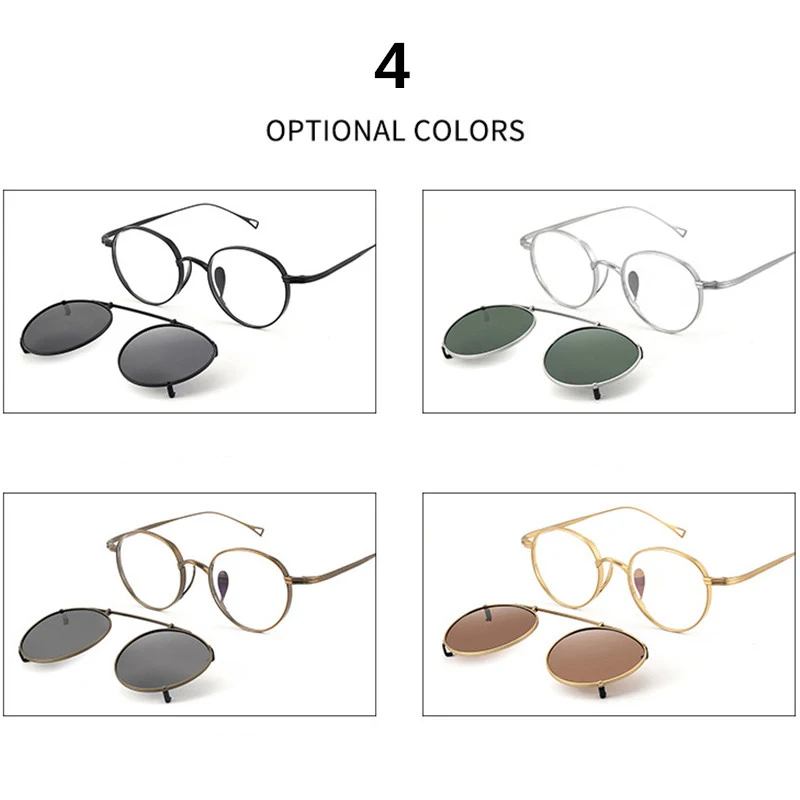 태그 헤제키아 빈티지 편광 선글라스 클립 KMN113 레트로 디자이너 UV400 선글라스 여성 브랜드 티타늄 안경테 남성용