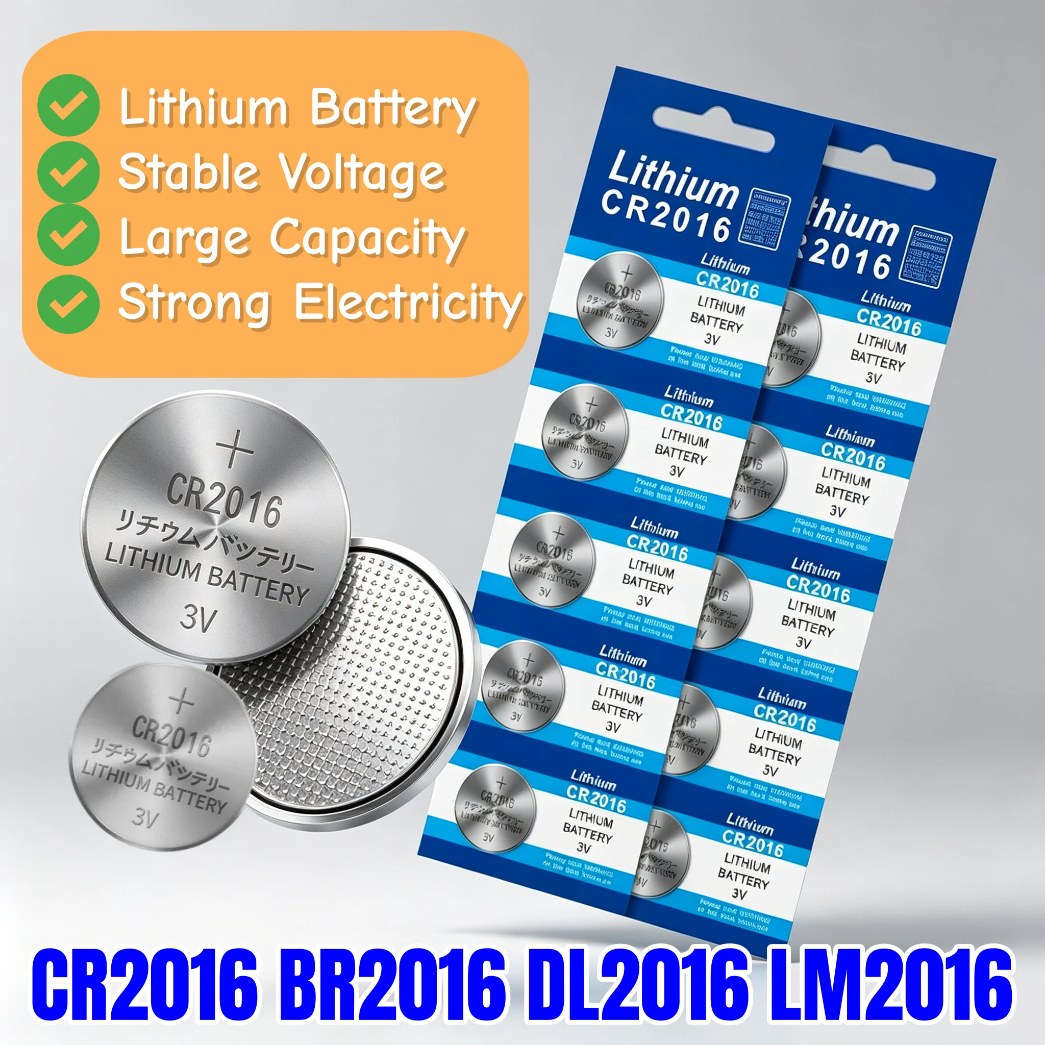 5-50PCS CR2016 3V Stable Button Batteries CR2016 BR2016 DL2016 LM2016 Cell Coin Lithium Battery 3V CR 2016 For Watch Electronic