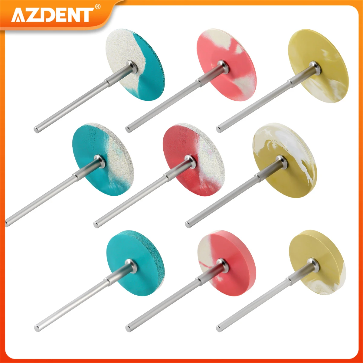 Dental Rubber Diamond Polisher Wheel Disc AZDENT for Porcelain Zirconia Restorations Polish HP2.35mm Laboratory Tools Dentistry