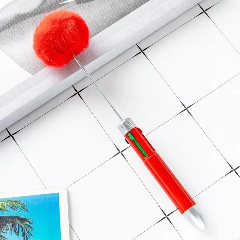 Y5LB 4 Color in 1 Ballpoint Pen Beadable Multicolored Pen 1.0MM Tip Smooth to Write for Student Teacher Marking Noting