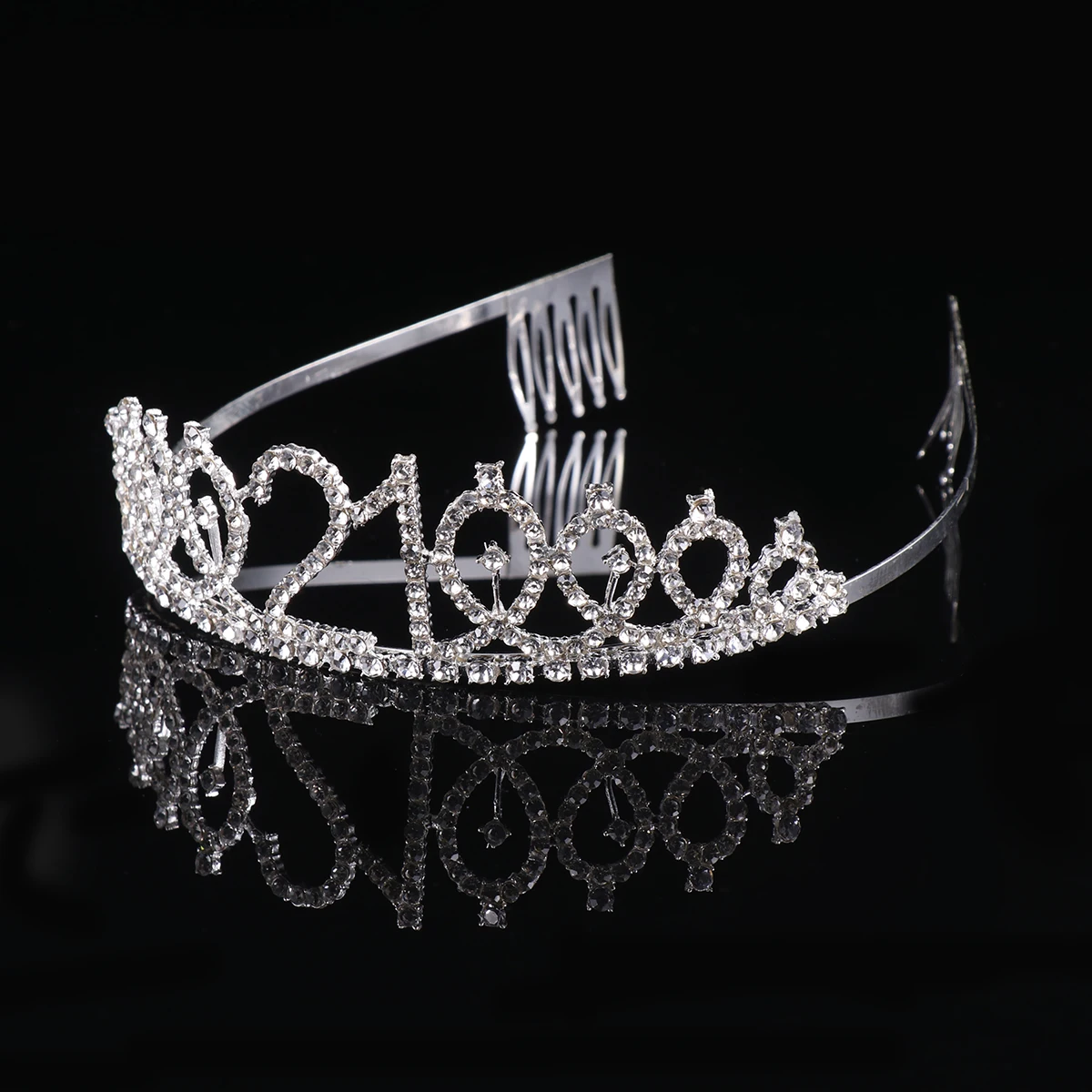 

1pc Alloy Rhinestone Insertion Hair Comb Decorative Birthday Crown For 21St Party Silver Number Crown All Ages Hair Styling Tool