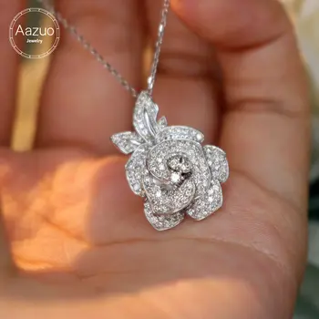 Aazuo Customade שרשרת פרחים אמיתית מזהב לבן 18 קראט מקורי באיכות גבוהה עם יהלומים אמיתיים 0.73 קראט מתנה לנשים שרשרת חוליות לחתונה 6 best sales שרשרת זהב לבן 18 קראט - №5