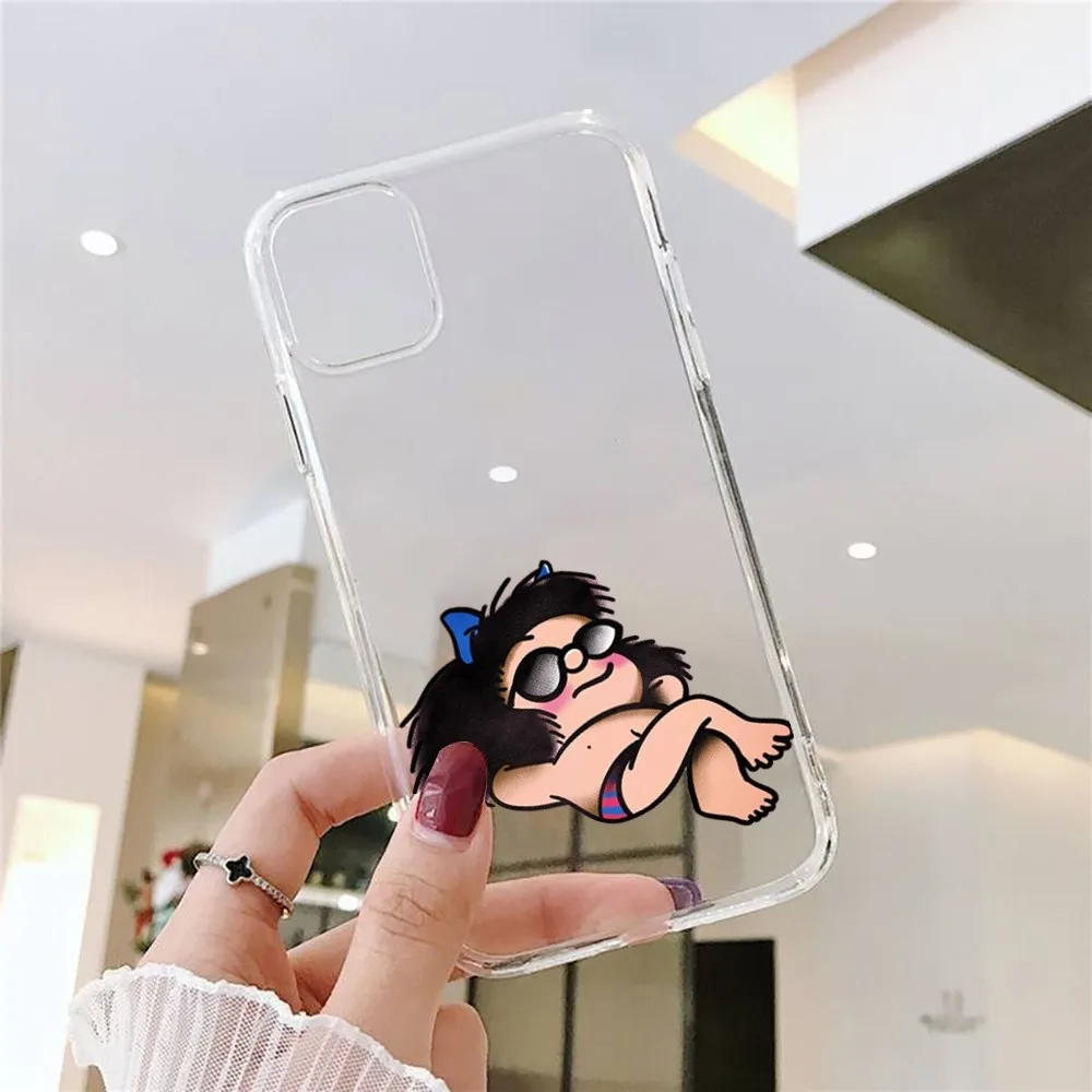 Cute Mafalda Phone Case For Iphone 15 11 13 14 Pro Max 7 8 Plus X Xr Xs Max Se2020 12mini Transparent Cover image 3