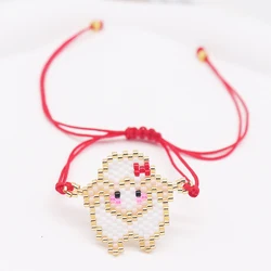 ZHONGVI Korean Style Cute Sheep Bracelets For Women Exquisite Miyuki Beaded Animal Pendant Bracelet Party Jewelry Gifts