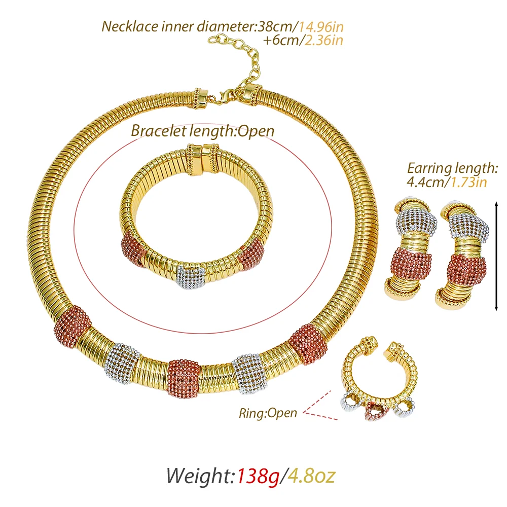 GZJPEI 2026 New Tri-color Jewelry Set For Women Snake Chain Shape Jewelry 18K Gold Plated African Bridal Wedding Party Gifts ﻿