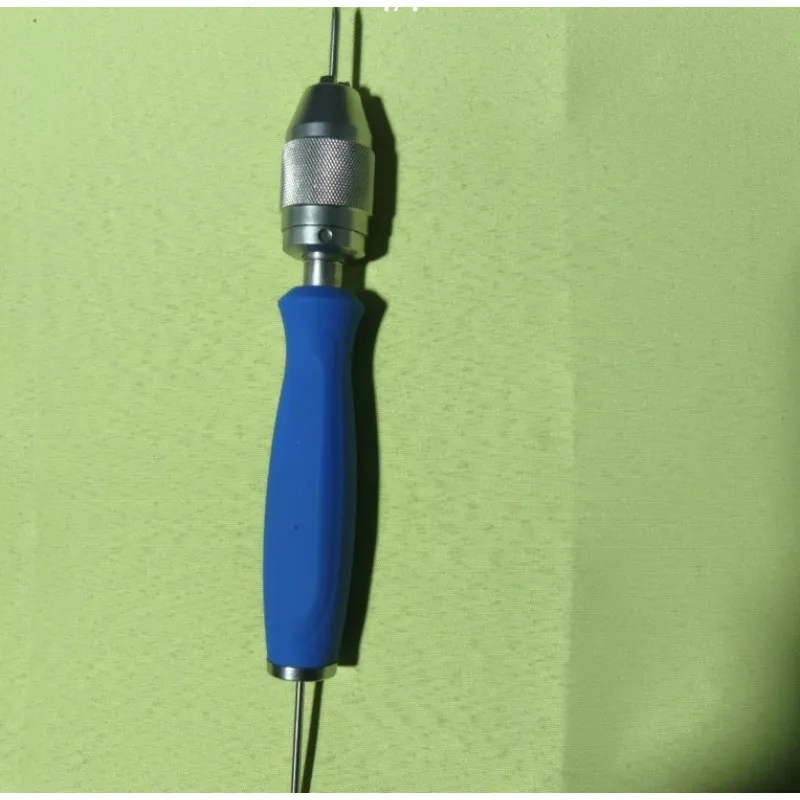 Orthopedic Cannulated Hand Drill Self Locking Chuck K Wire Drill Tool Stainless Steel Blue Silicone Handle Instrument