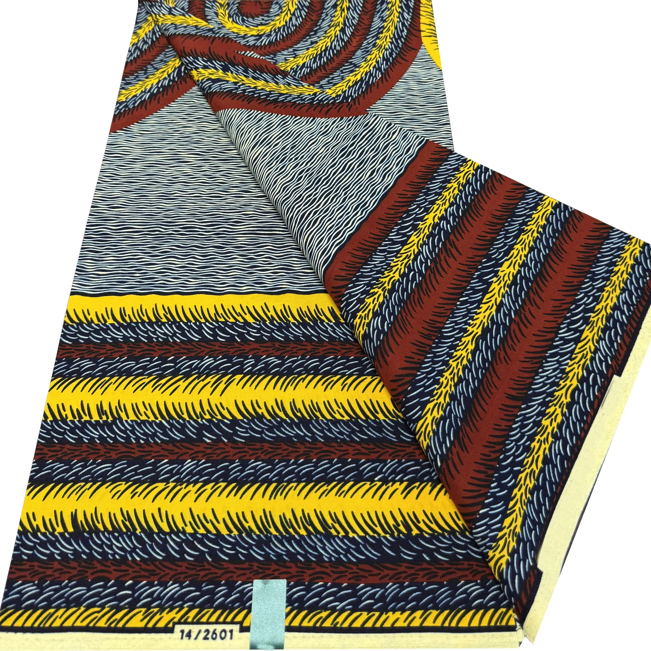 African Real Wax Print Fabric 100% Cotton Geometric Wave Ring Pattern Multi Color Hollandais Ankara Pagne For Dress Sewing