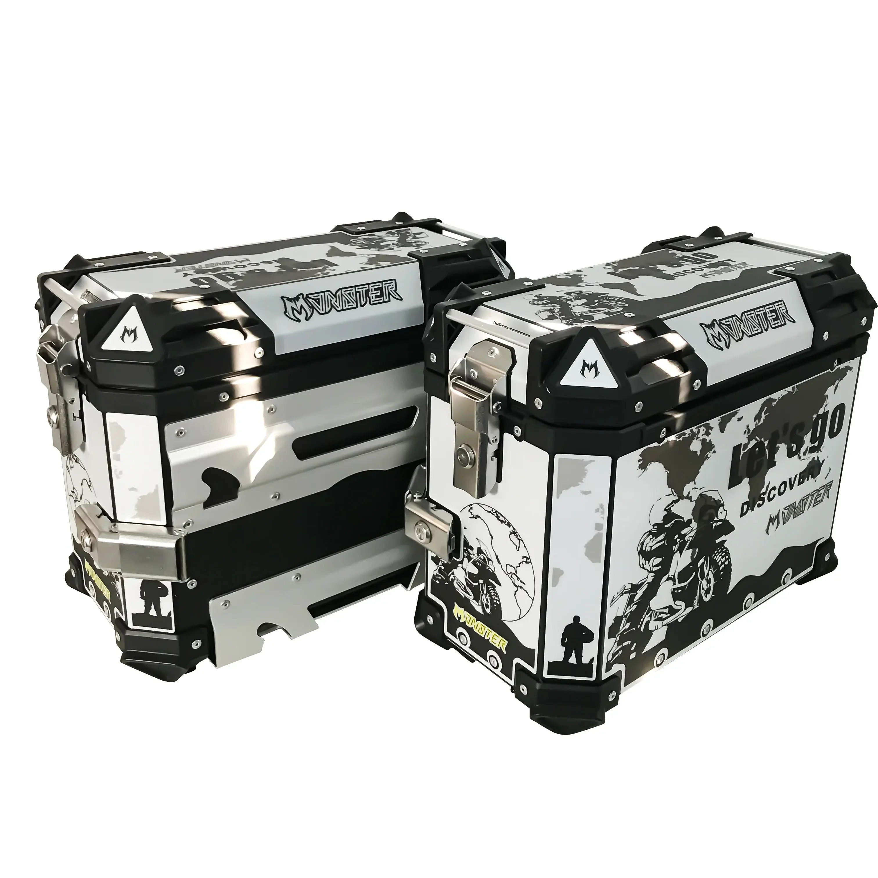 New design 38 L side boxes+45L tail box motorcycle aluminum alloy Storage Luggage Cases Motorcycle Side and top box