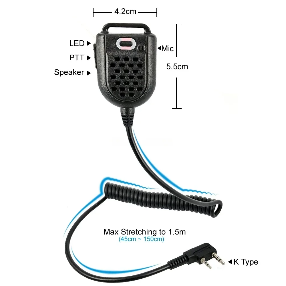 Mini HYT Walkie Talkie PTT LED Shoulder Speaker Mic Microphone for KENWOOD TK-3107 BAOFENG BF-888s UV-5R GT-3TP Two Way Radio