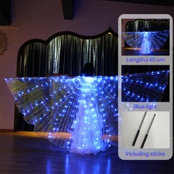 145 cm Isis Led Butterfly Wing Belly Dance Accessories For Adult  White Wings Stage Performance Carnival Dance Props With Sticks