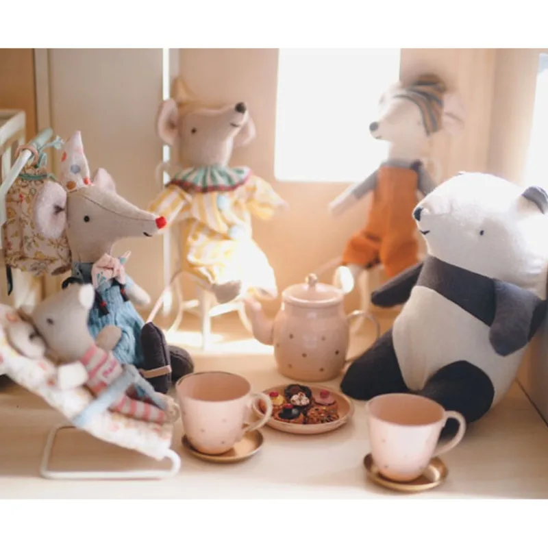 Handmade Cotton Linen Cute Little Mouse Doll Mini Circus Mice Stuffed Animals Tiny Rat Toys For Babies Chritmas New Year Gift