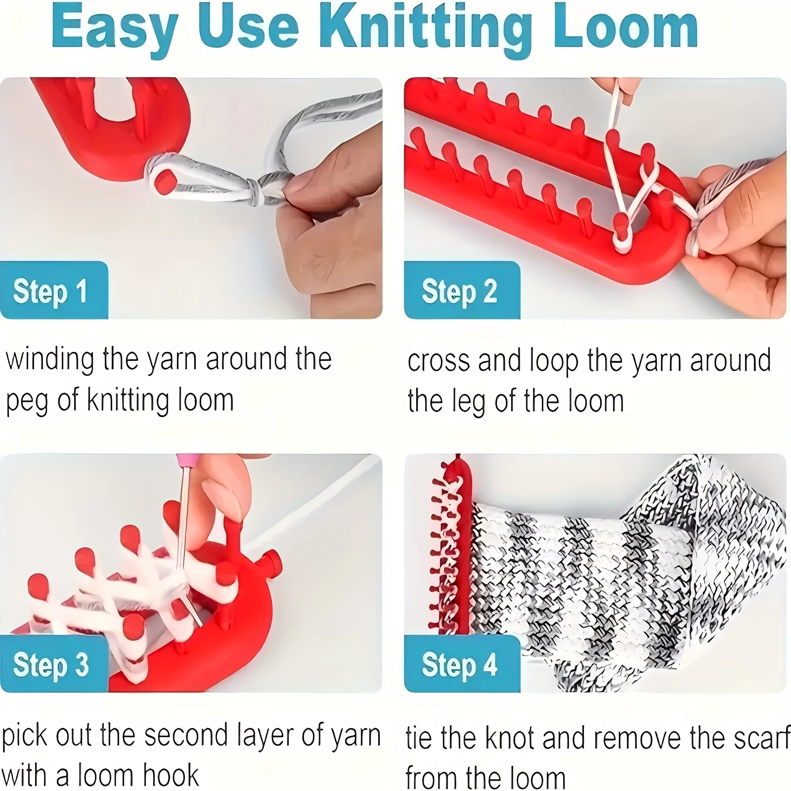 Scarf Knitting Tool, Includes 1 Knitting Device, 1 Brooch Handle, and 1 Plastic Needle, DIY Handmade Knitting Tool, Suitable for Beginners and Experienced Knitters, Knitting Tool for Lazy People to Knit Scarves, Sweaters, and Towels