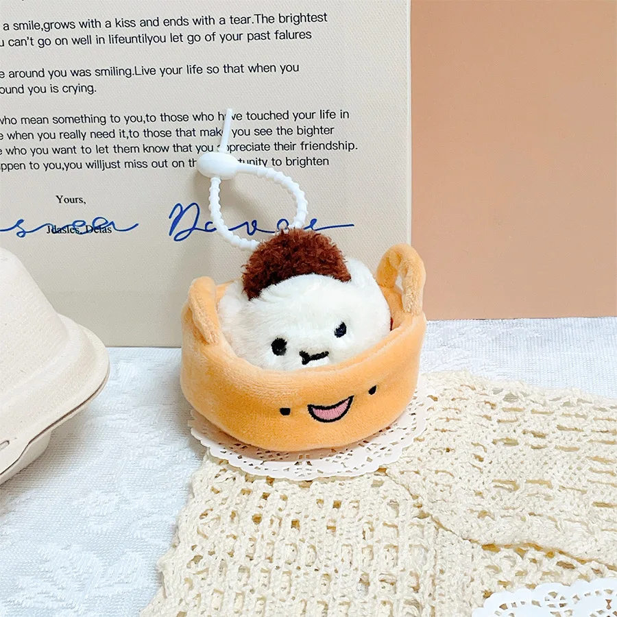 Mignon vapeur en peluche poupée pendentif japonais créatif chignon nourriture en peluche jouet dessin animé porte-clés sac à dos décoration cadeau d'anniversaire