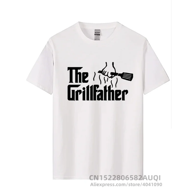 Men's Fashion The Grillfather Grey Funny Barbecue Grill Chef Tee Cotton Short Sleeve T Shirt