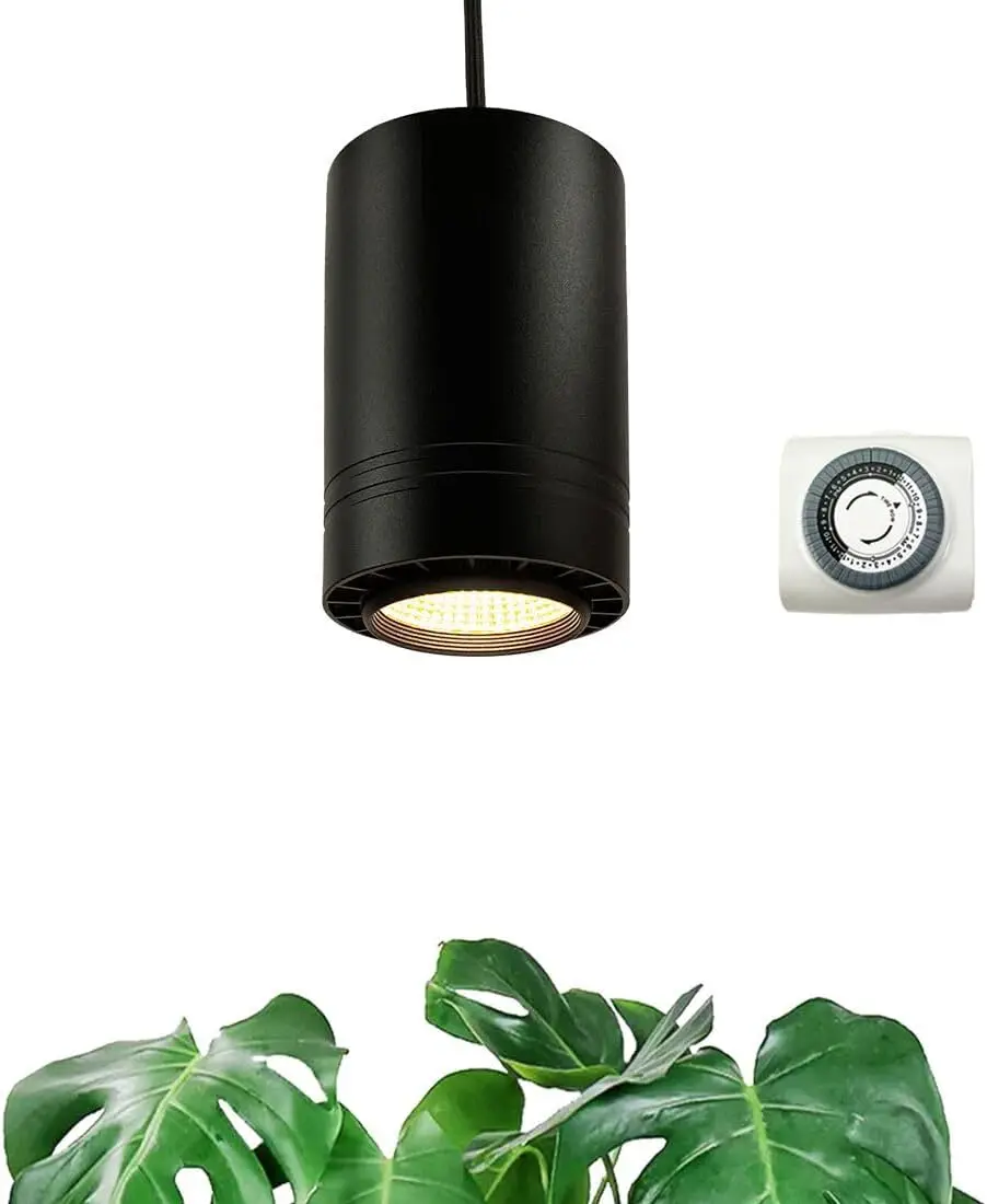 

40W Full Spectrum Hanging Grow Light with Timer, 15FT Cord, Warm White, Plug-in for Indoor Plants