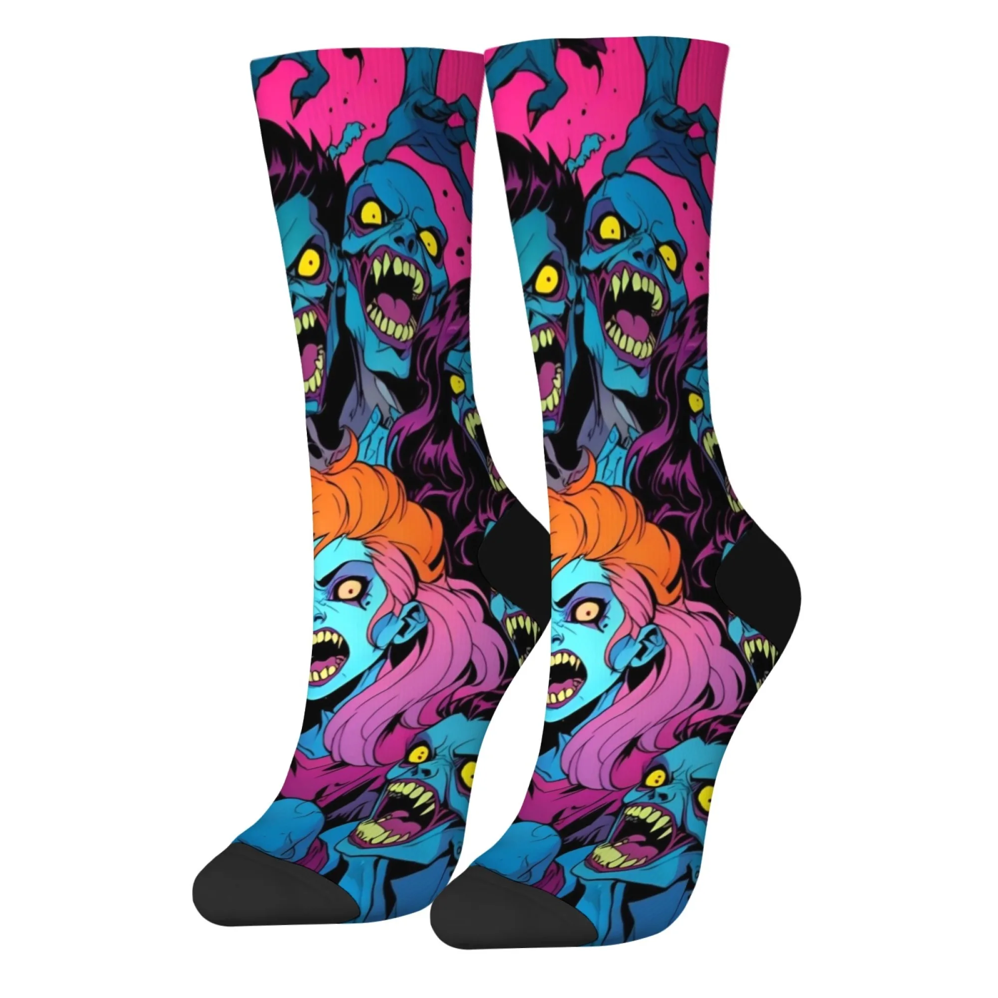 Crazy Girls Horror Zombie Cartoon Sokken Harajuku Stijl Nieuwigheid Grappige Crew Sokken Unisex Warme Antislip Sokken Vakantie Feestcadeau