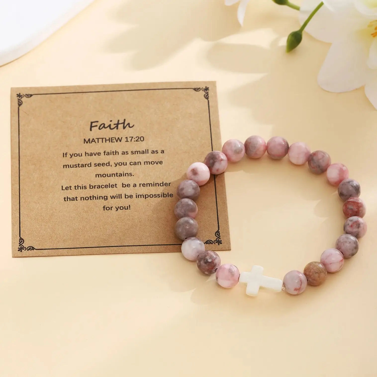 8 мм браслеты из натурального камня для женщин с эластичным крестом, эластичный браслет, модный христианский подарок, браслет, ювелирные изделия 8 мм браслеты из натурального камня для женщин с эластичным крестом, эластичный браслет, модный христианский подарок, браслет, ювелирные изделия