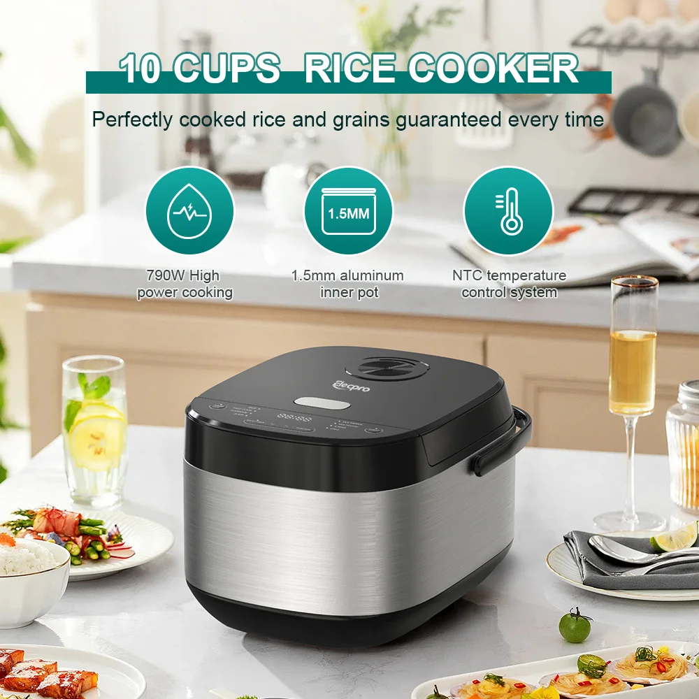 Rice Cooker 10 Cup - 5L Multi-functional Rice Cooker with Steaming