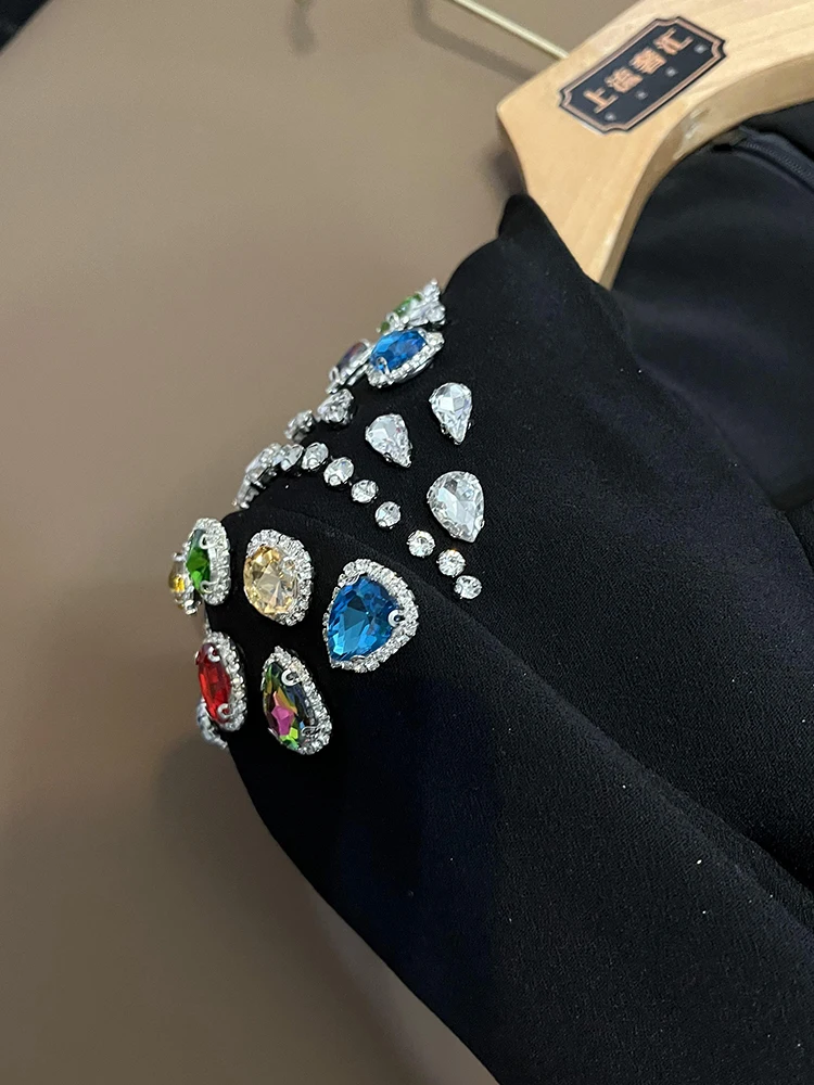 Ele Long Sve Long Dr Hepburn Sle travail lourd pierres précieuses intégré robe de soirée Ci déplacements adapté aux dames Dr