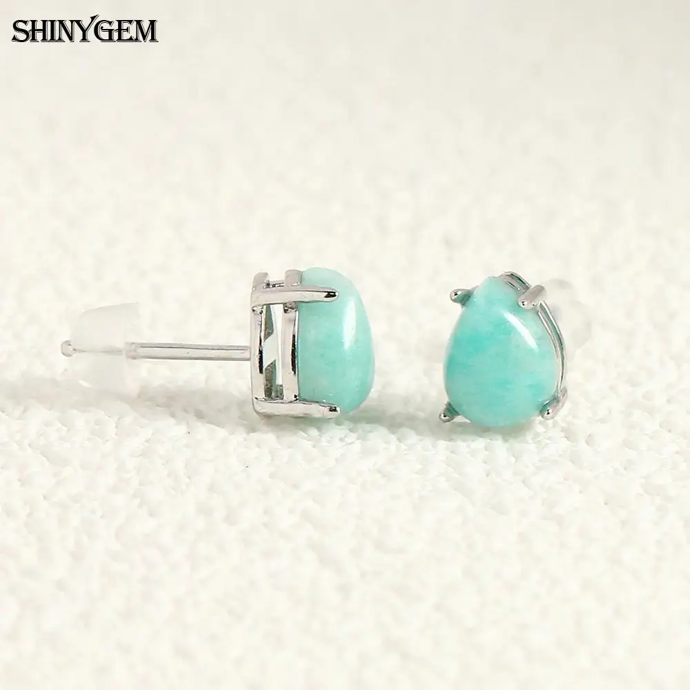 SHINYGEM النساء 925 فضة روز كوارتز وأقراط مع الزبرجد الأخضر الأحمر الفراولة كريستال سيترين الأذن مجوهرات