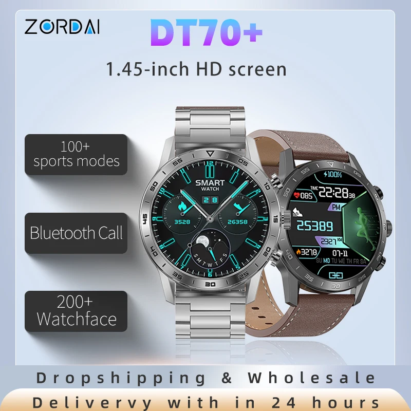 ZORDAI DT70 + Смарт-часы из нержавеющей стали, деловые наручные часы для фитнеса, 1,45, круглый экран, Bluetooth, умные часы с вызовом для мужчин и женщин ZORDAI DT70 + Смарт-часы из нержавеющей стали, деловые наручные часы для фитнеса, 1,45, круглый экран, Bluetooth, умные часы с вызовом для мужчин и женщин