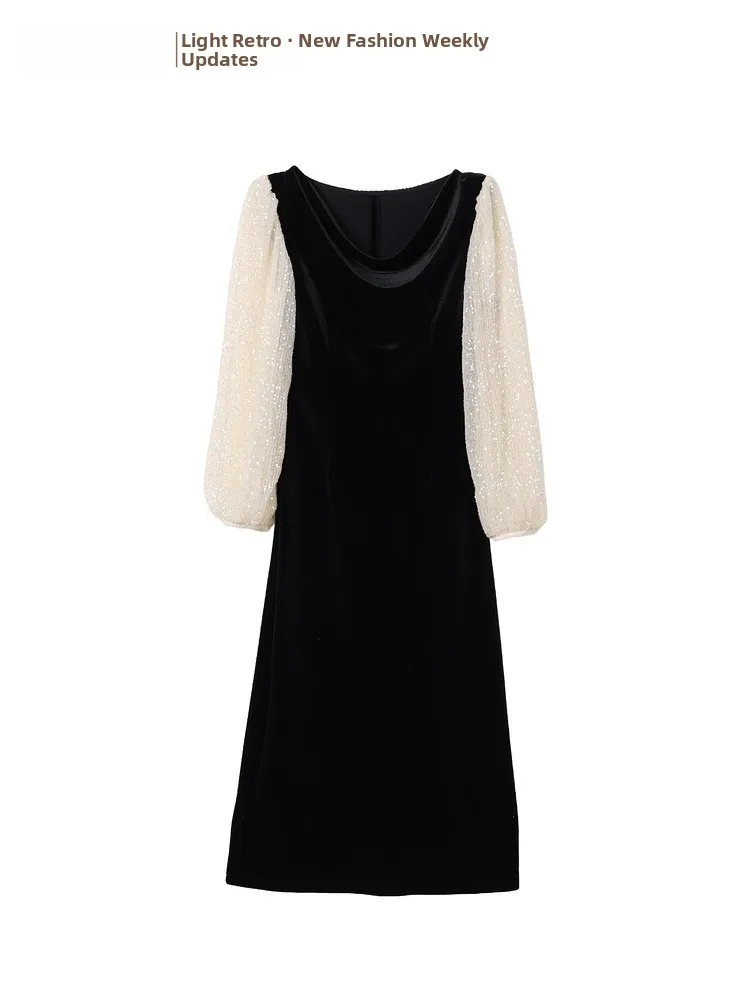 

Simple Splice Long Sve Dr Memory's Starting Point Spring 2026 New Sle l Waist Polyester Fiber Urban Commute