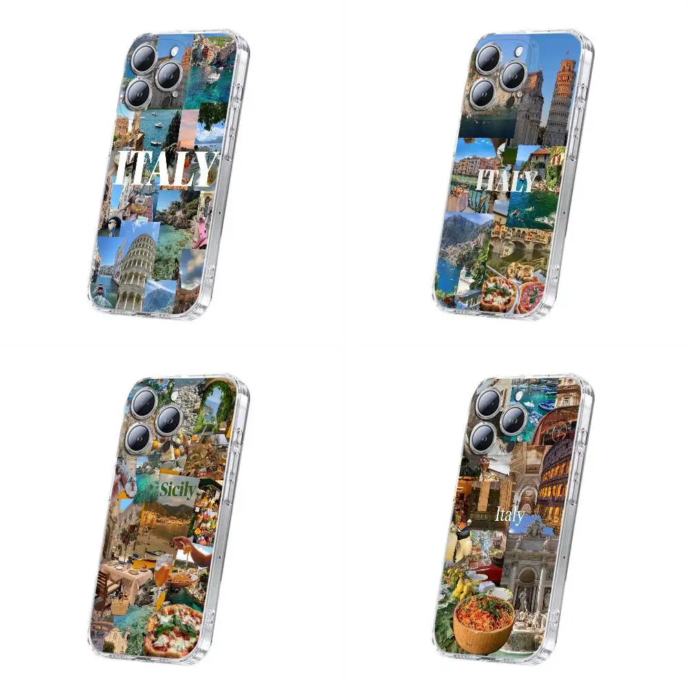 

Italy Sicily Sea Beach Ocean Travel Phone Case For iPhone 17,16,15,14,13,12,11 Plus,Pro,Max,Plus,E,SE4,Mini Transparent Cover