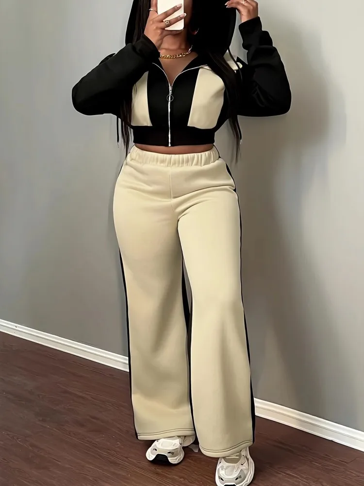 2피스 여성 세트 2025 신상 가을 겨울 매칭 세트 투피스 세트 긴팔 상의와 바지 정장 의류