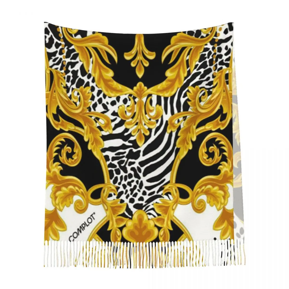 Q-Queen-S из абсолютного всего, золотой шарф в стиле барокко, шарфы с кисточками, женские теплые шали и накидки, большая осенне-зимняя шаль