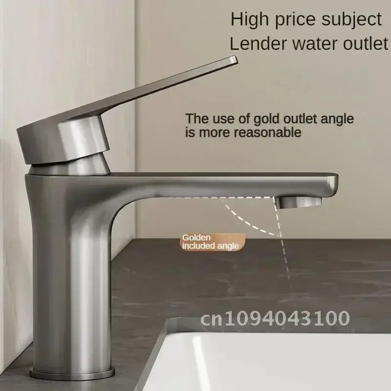 Robinet de lavabo Robinet en acier inoxydable, lavabo, évier, eau chaude, lavabo de salle de bain, lavabo de comptoir domestique et salle de bain froide