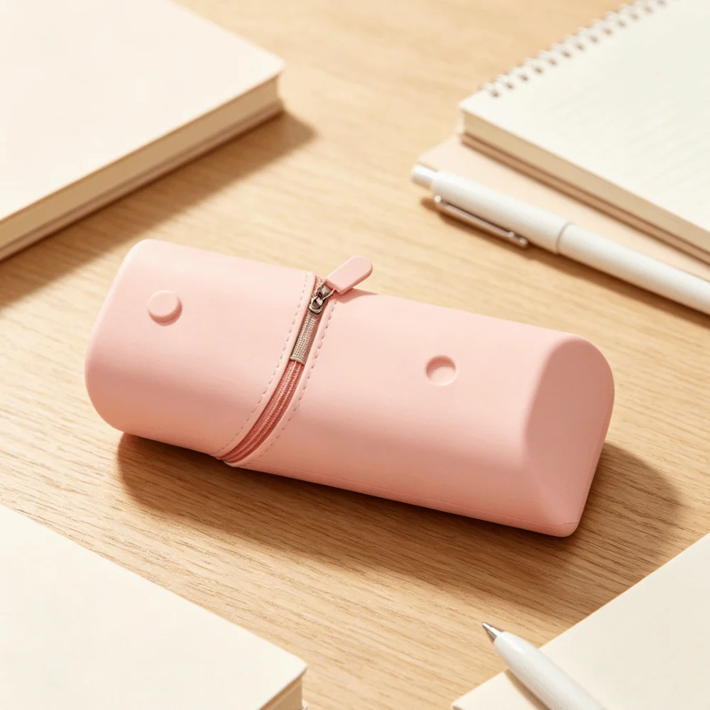 Large- Capacity Silicone Pencil Case Eco-Friendly Portable Expandable Stationery Storage Bag Soft Macaron Solid Color