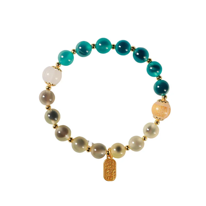 الطبيعية الجليد السكر القلب العقيق جولة حبة سوار العقيق الأبيض Prajna القلب سوترا محظوظ حبة صغيرة الطازجة هدية للرجال والنساء