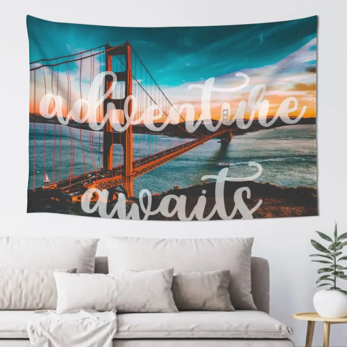 

ADVENTURE AWAITS - wall Tapestry Custom Living Room Decoration Decorative Wall Tapestry