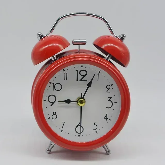 Retro Loud Alarm Clock Double Bell Mechanical Key Wound Silent Pointer Alarm Clock Night Light Clocks Home Decor  wall clock