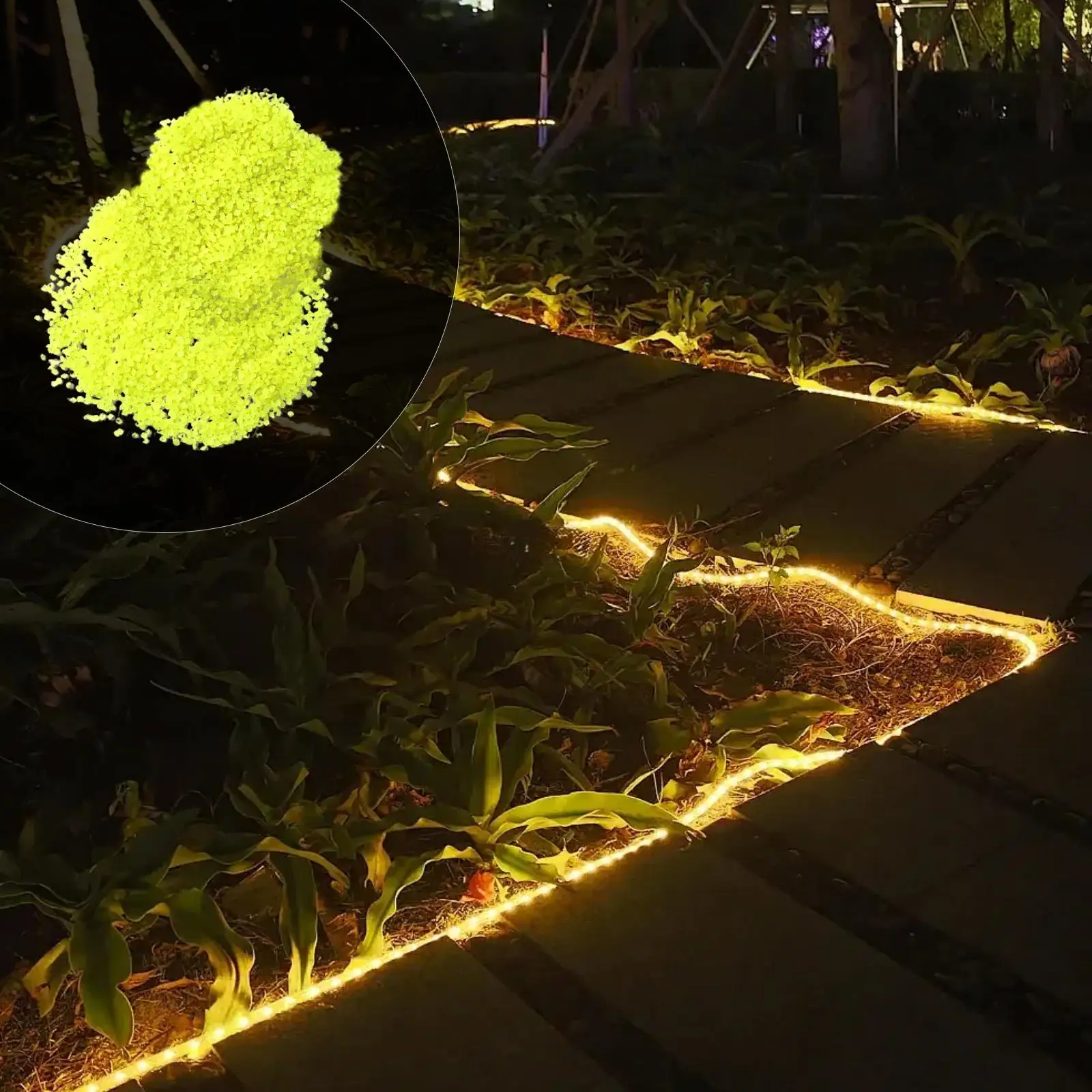 1000/2000Pcs 3-5mm Luminous Sand Glow In Dark Pebbles Stone Home Garden Yard Outdoor Path Lawn Decorations Potted Plant Decor