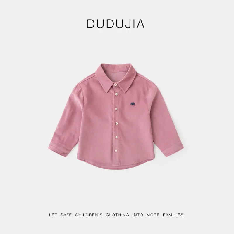 

Boys Girls Shirts 2025 Spring Autumn Comfortable Corduroy Cute Embroidered Collar Shirt Long Sleeve Trendy Top