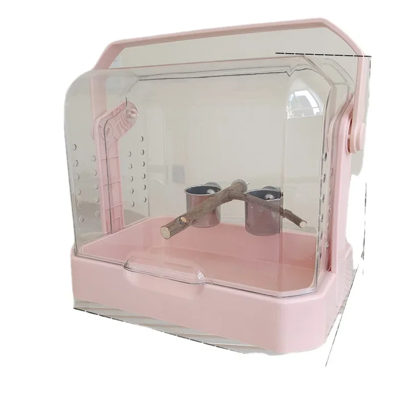 Hand cage parrot pet transparent out display cage young bird thermal insulation box hamster box carry cage