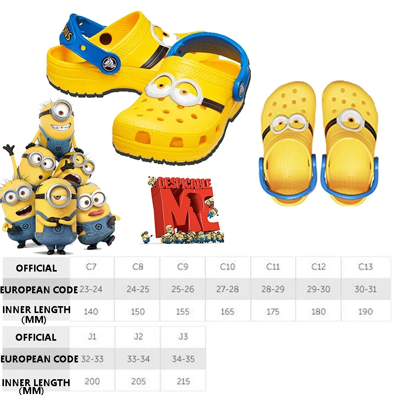 Kawaii Disney Cartoon Minions Crocs Slippers Eva Anti Slip Lightweight Summer Sandals Outdoor Walking Travel Beach Shoes Gift