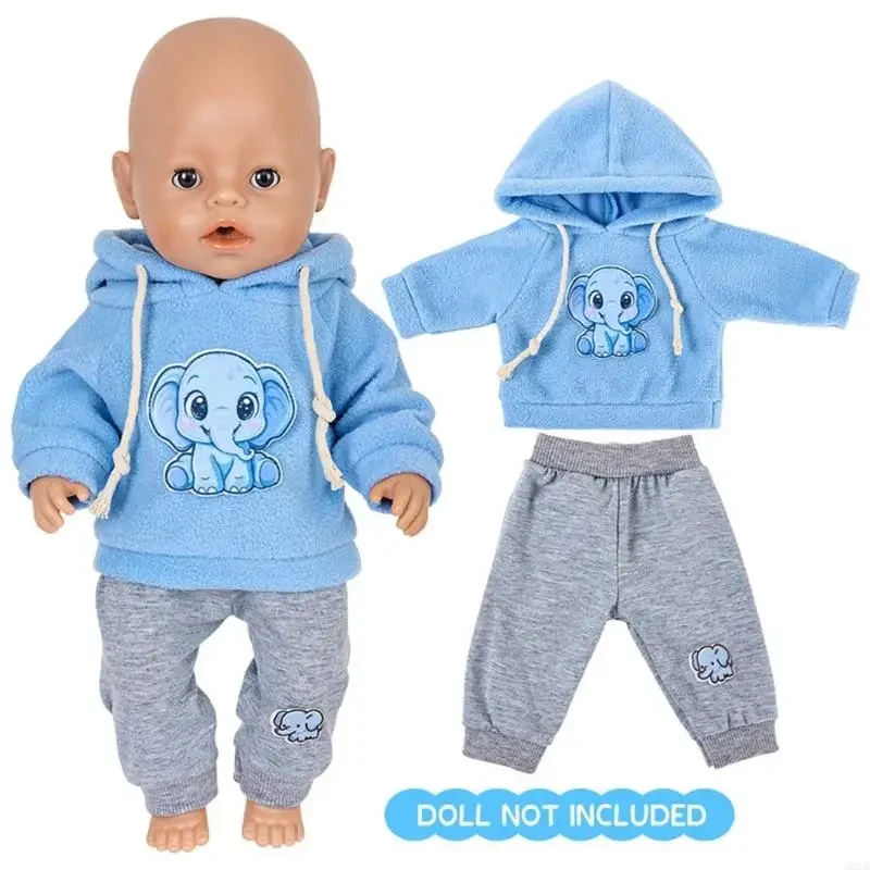 43CM Búp Bê Có Mũ Trùm Đầu Bộ Đồ Thể Thao Bộ Hoạt Hình Thiết Kế In Hình Quần Áo Búp Bê Trẻ Giả Vờ Chơi Trò Chơi Reborns Trang