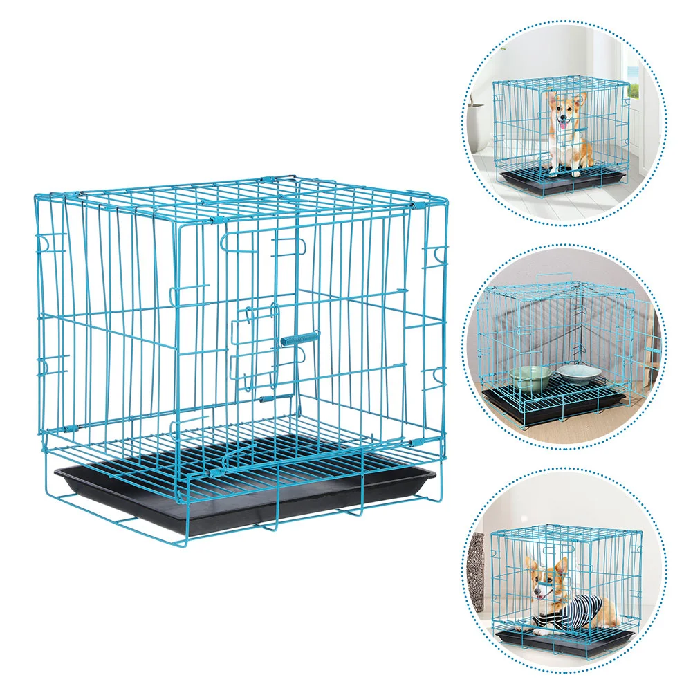 

Pet Folding Cage Small Cat Dog Cages Bunny Travel Carrier Iron Wire Cats Wear-resistant for Indoor