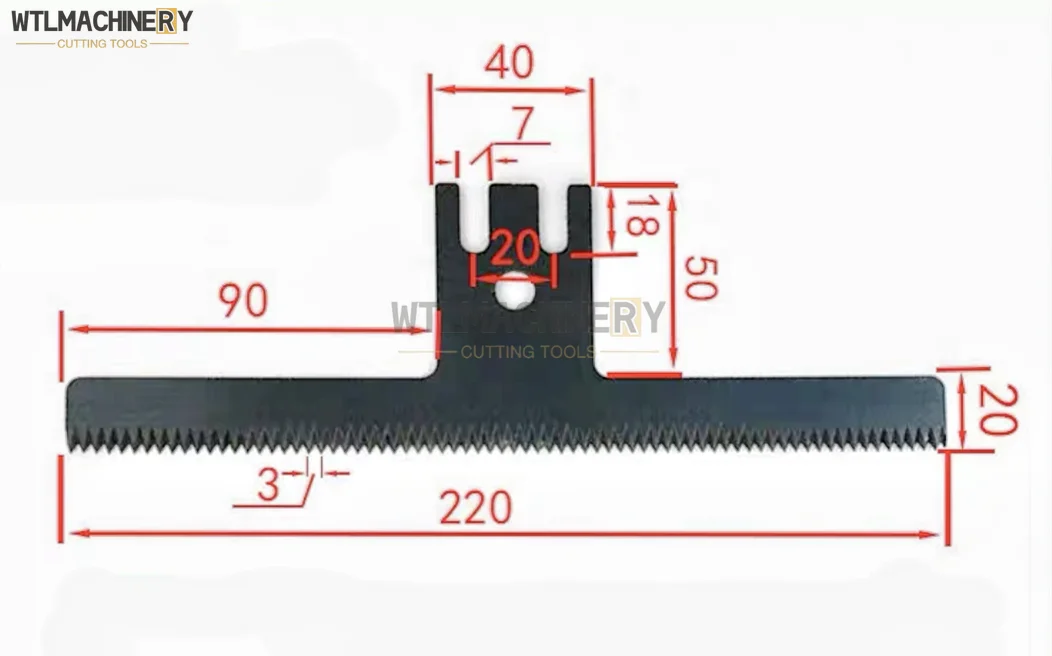 2Pcs Horizontal Sealing Machine Tooth Cutting Blade T Shape L:220/270mm For Vertical Packing Machine