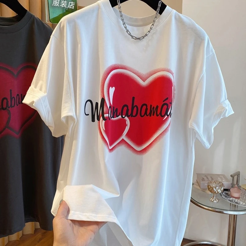 Rue décontracté impression jeunesse hauts amples t-shirts femmes vêtements été à manches courtes jeunesse grande taille tendance t-shirts mode coréenne