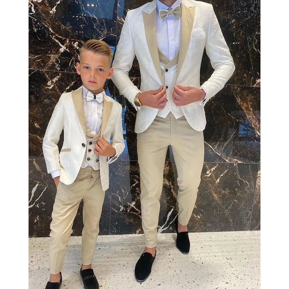 

Newest Pattern Father and Son Men Suits Wedding Prom Groom Tuxedos Terno Masculino Slim Fit Blazer 3 Pieces Jacket+Pant+Vest