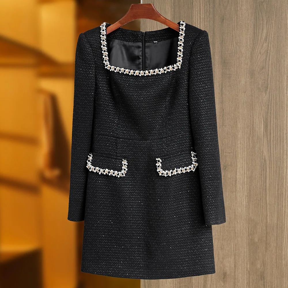 traf 2024 woman elegant dress woolen beaded corset office women's dress y2k clothes New fashion tight mini skirt