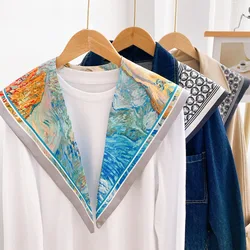 80cm Triangle Print Sunscreen Shawl Scarf Decoration Fake Detachable Collar Protect Neck Shoulder Women Girl Dress Accessories