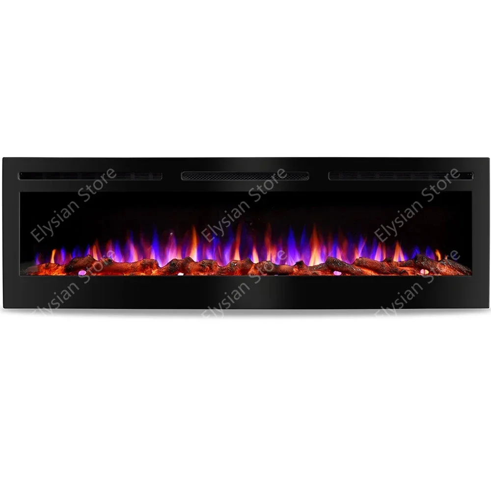 Living Room Electric Fireplace Decorative Wood 3d Indoor Fire Prevention Hidden Wall Mounted Home Heating with Remote Control