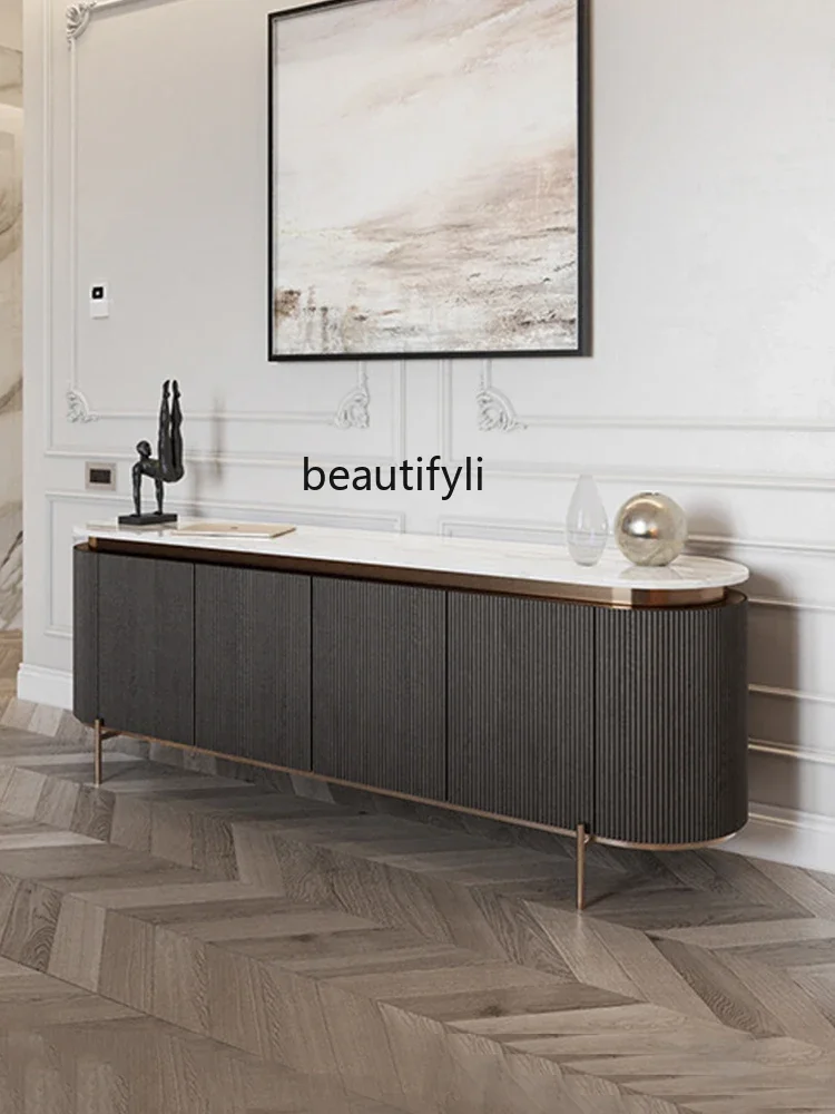 

zxqzxqItalian Mild Luxury Marble Sideboard Cabinet Small Apartment Storage Rack Locker Modern Dining Table Cabinet