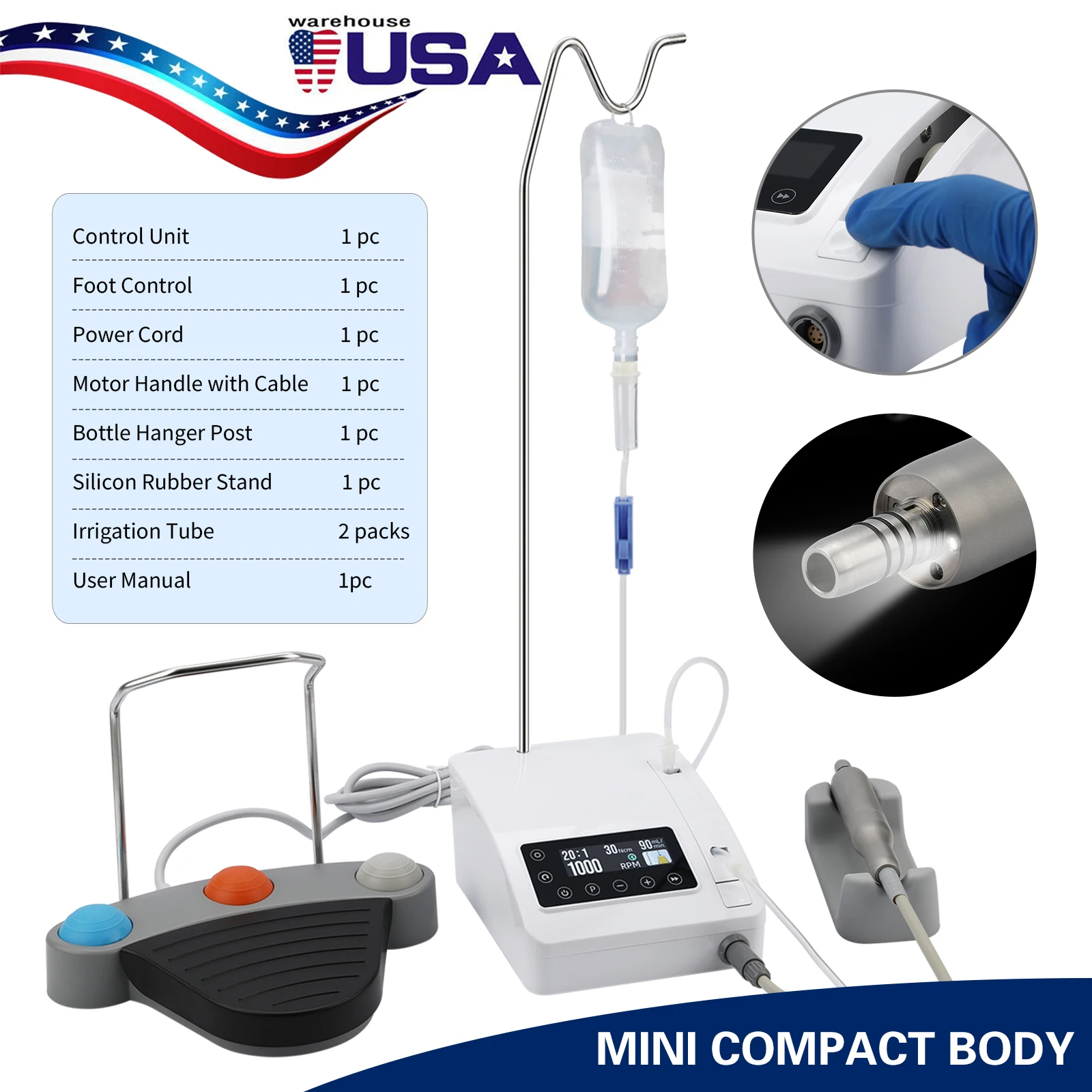 Dental Mini Implant Motor Machine Surgical Brushless LED Electric Motor with 8 Programs Surgery