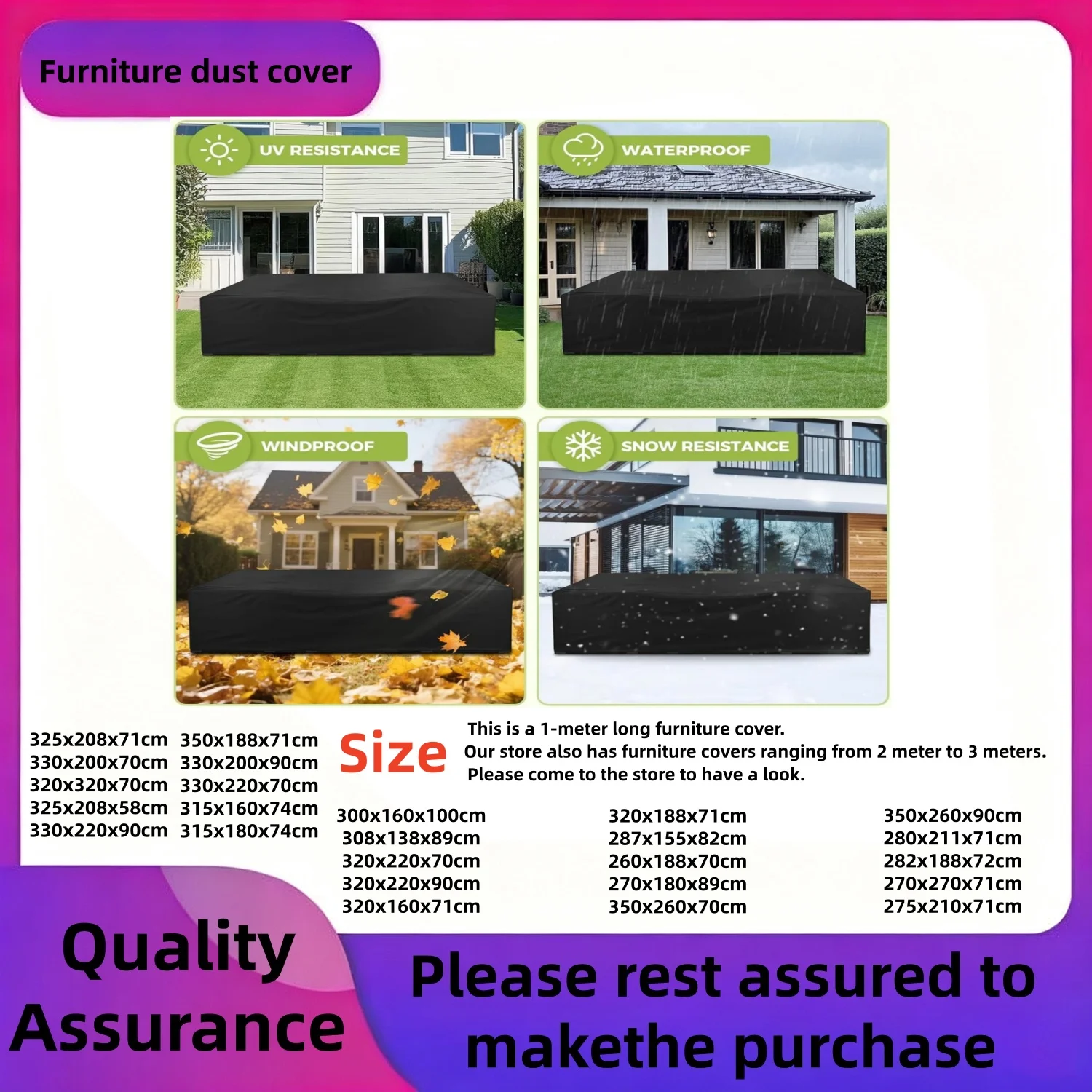 Patio Furniture Covers,  Heavy Duty Funiture Covers for Outdoor Sectional Sofa Set Wicker Rattan Table Chair Rectangular
